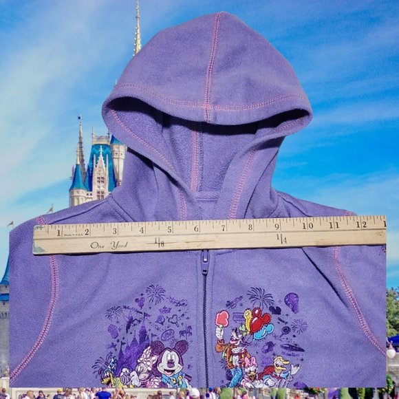 Walt Disney World Full Zip Embroidered Stitched Purple Fleece Sweatshirt Size S - Picture 8 of 9